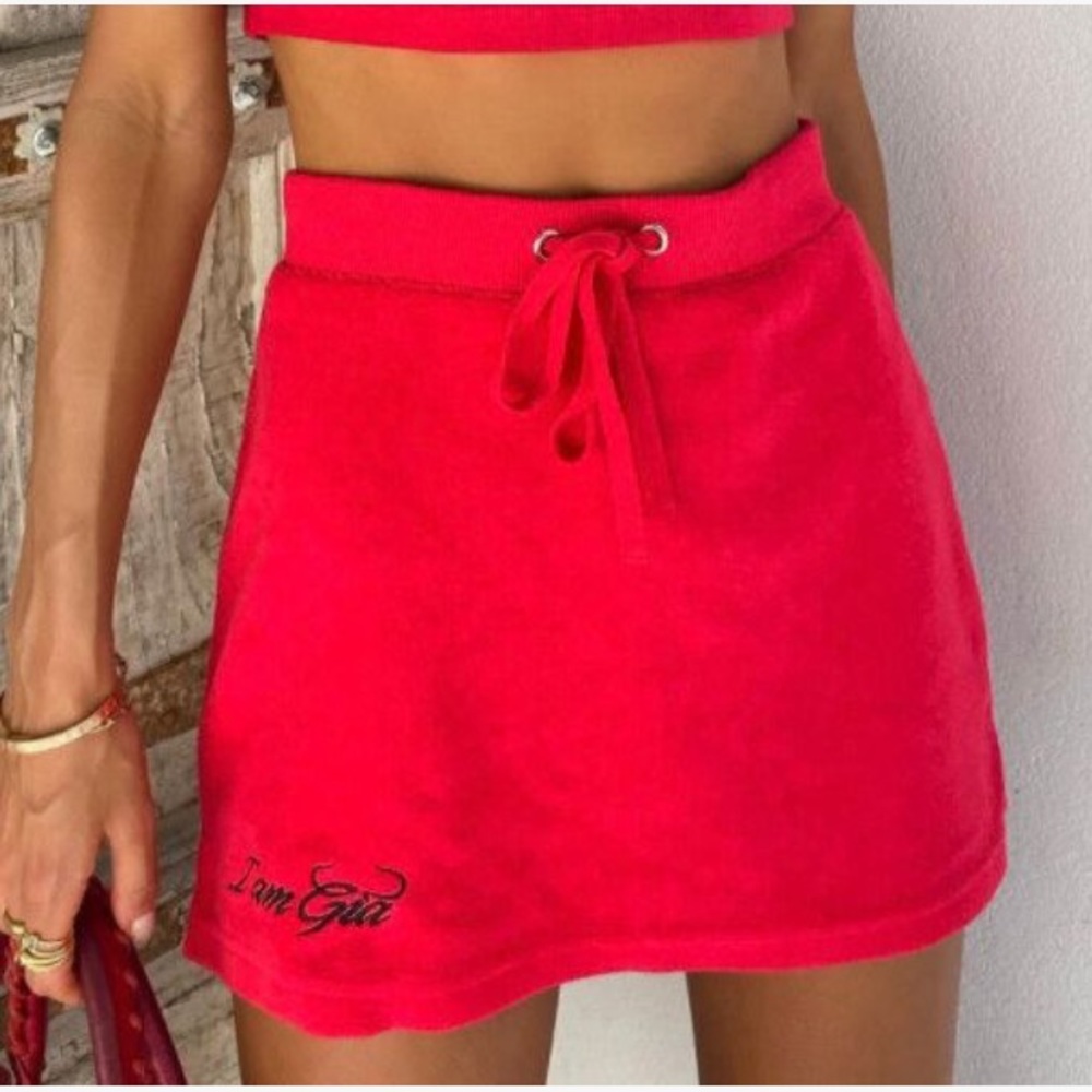 I. AM. GIA. RED TERRY TOREES SKIRT